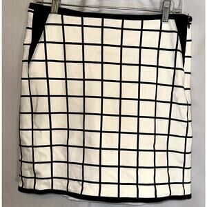 White House Black Market Pencil Skirt Women's 8 White Black Square Stretch